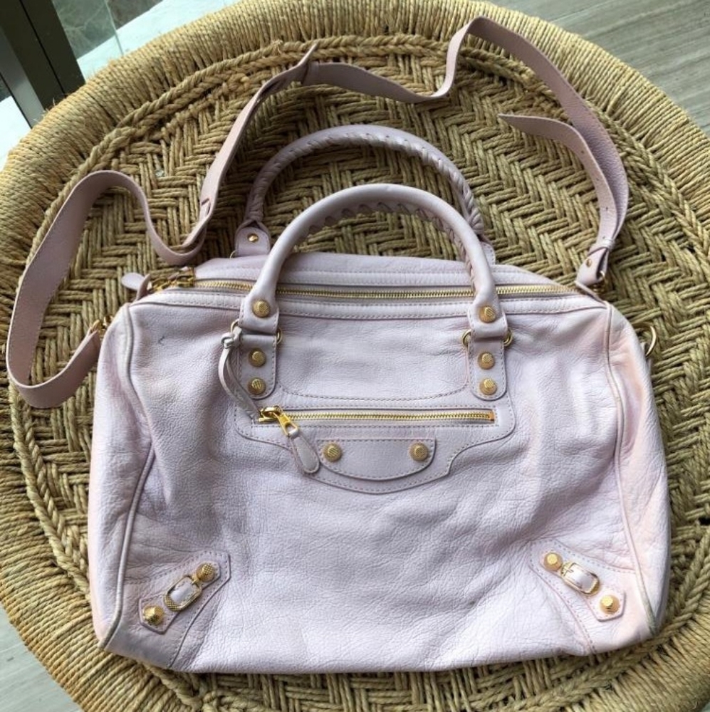 Balenciaga City Giant Studs Medium Handbag Rose Po - Picture 1 of 1